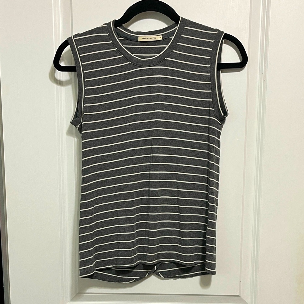 Marine Layer Tulip Back Gray Striped Sleeveless Top XS